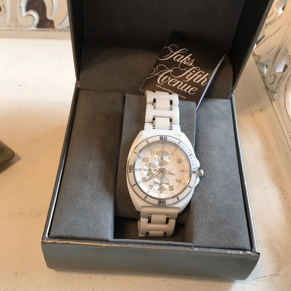 Saks Fifth Avenue Other - NWT Saks Fifth Avenue White Stainless Steel Watch